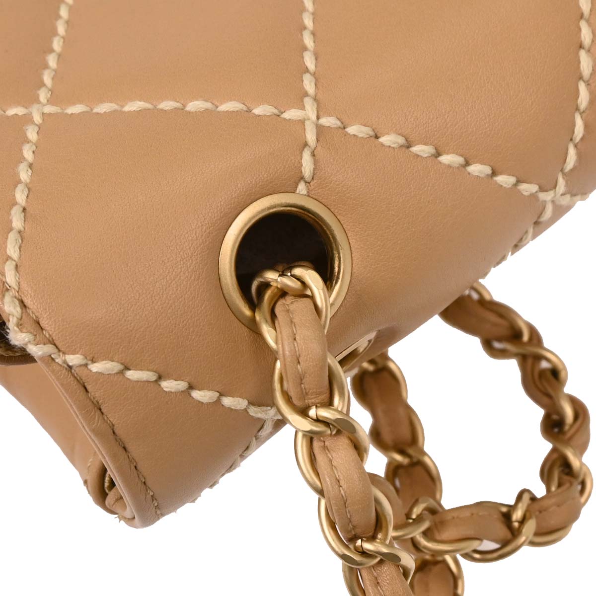 Chanel 2003-2004 Beige Calfskin Shoulder Bag