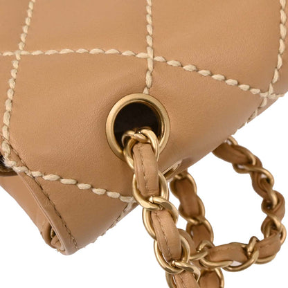 Chanel 2003-2004 Beige Calfskin Shoulder Bag