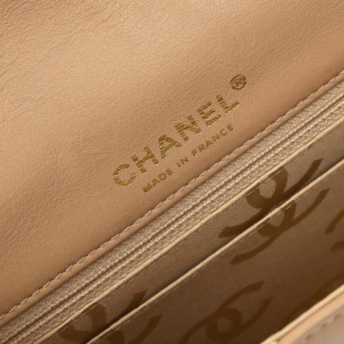 Chanel 2003-2004 Beige Calfskin Shoulder Bag
