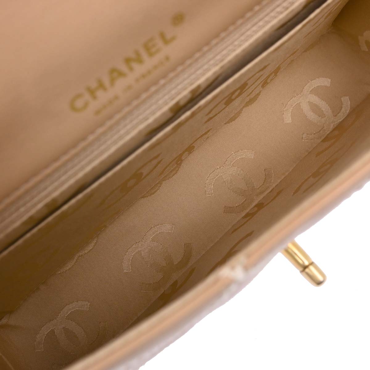 Chanel 2003-2004 Beige Calfskin Shoulder Bag