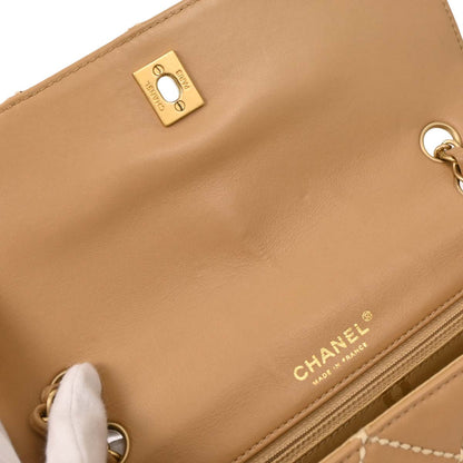 Chanel 2003-2004 Beige Calfskin Shoulder Bag