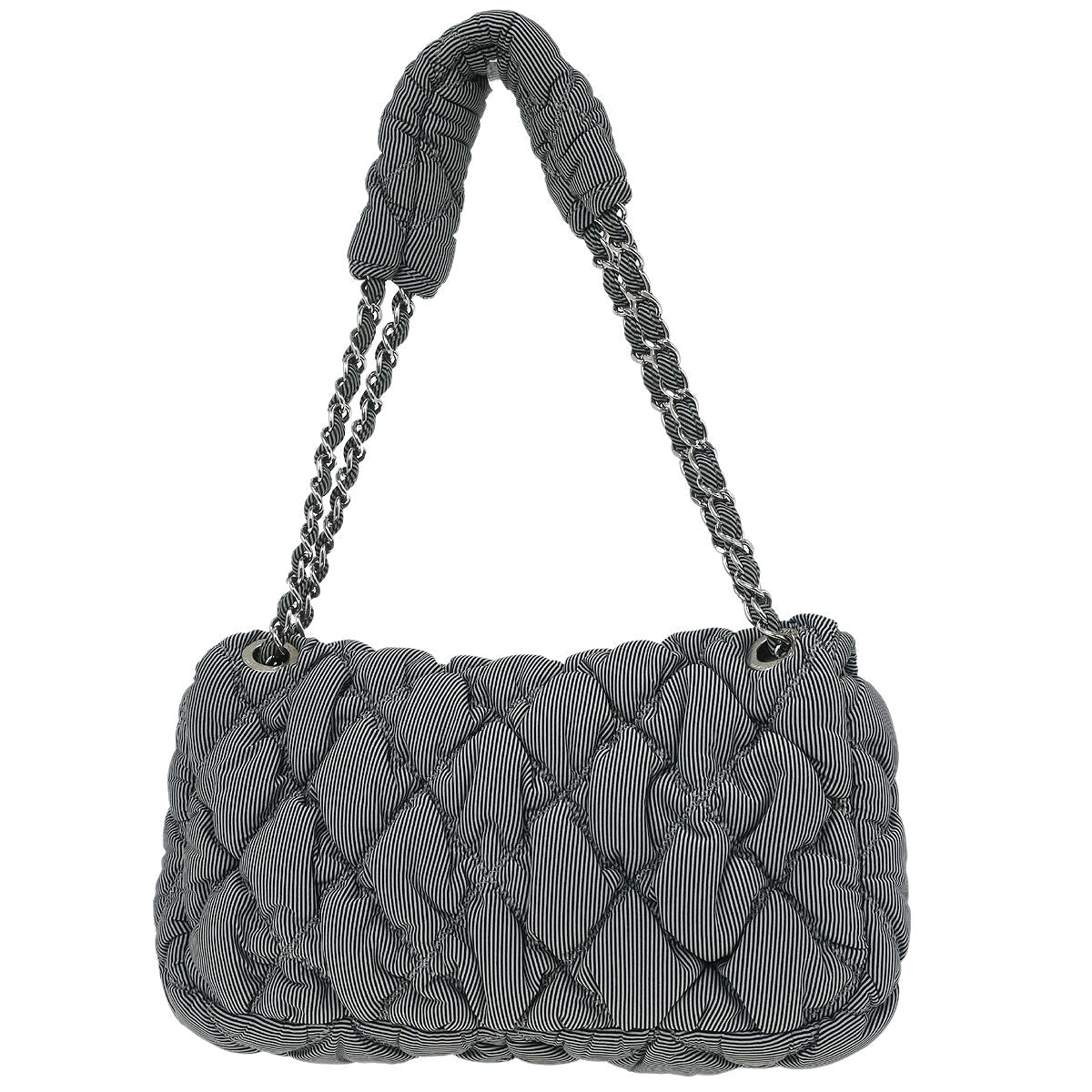 Chanel 2009-2010 Black Nylon Bubble Quilt Handbag