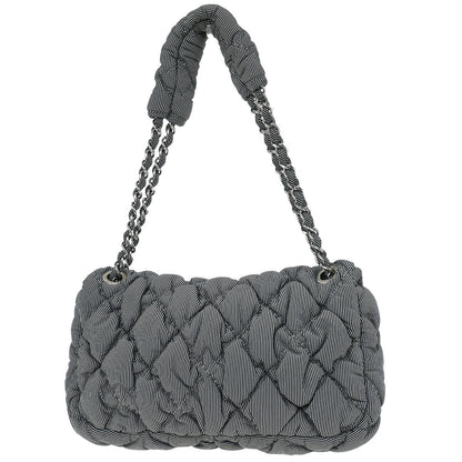 Chanel 2009-2010 Black Nylon Bubble Quilt Handbag