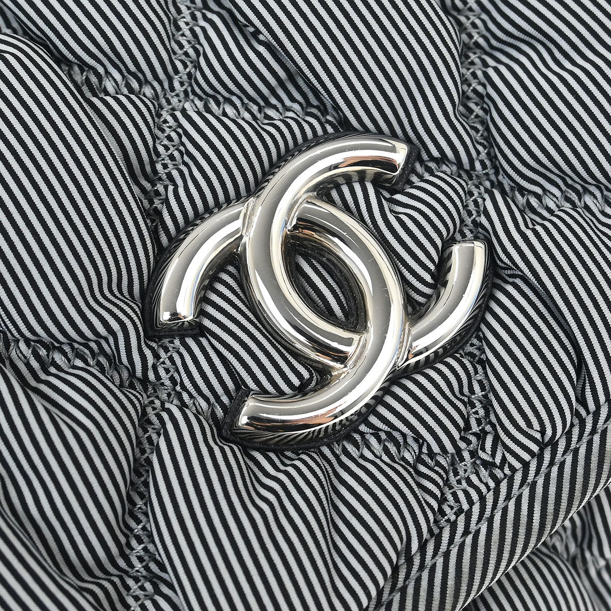 Chanel 2009-2010 Black Nylon Bubble Quilt Handbag