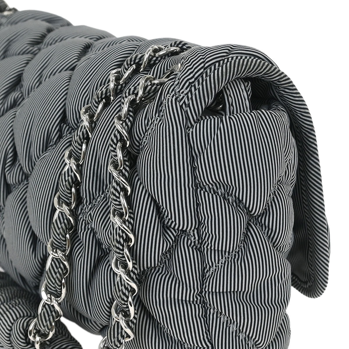 Chanel 2009-2010 Black Nylon Bubble Quilt Handbag