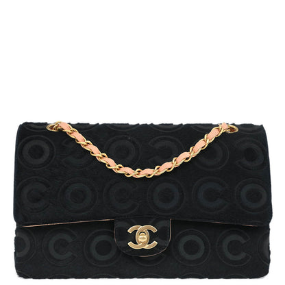 Chanel * 2002-2003 Black Pony Hair Medium Classic Double Flap Shoulder Bag