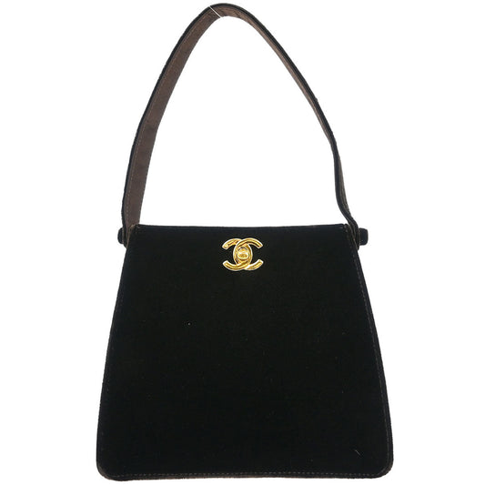Chanel 1997-1999 Dark Brown Velvet Double Sided Turnlock Handbag