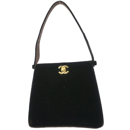 Chanel 1997-1999 Dark Brown Velvet Double Sided Turnlock Handbag