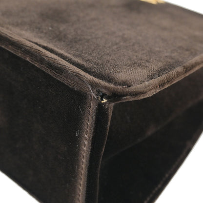 Chanel 1997-1999 Dark Brown Velvet Double Sided Turnlock Handbag