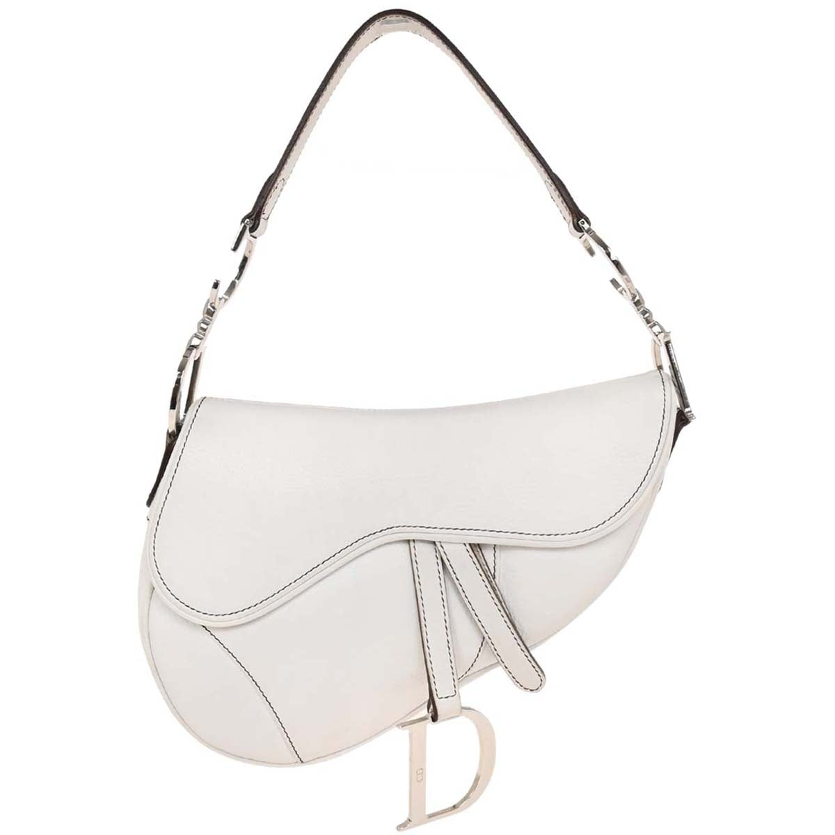 Christian Dior 2002 White Leather Saddle Handbag