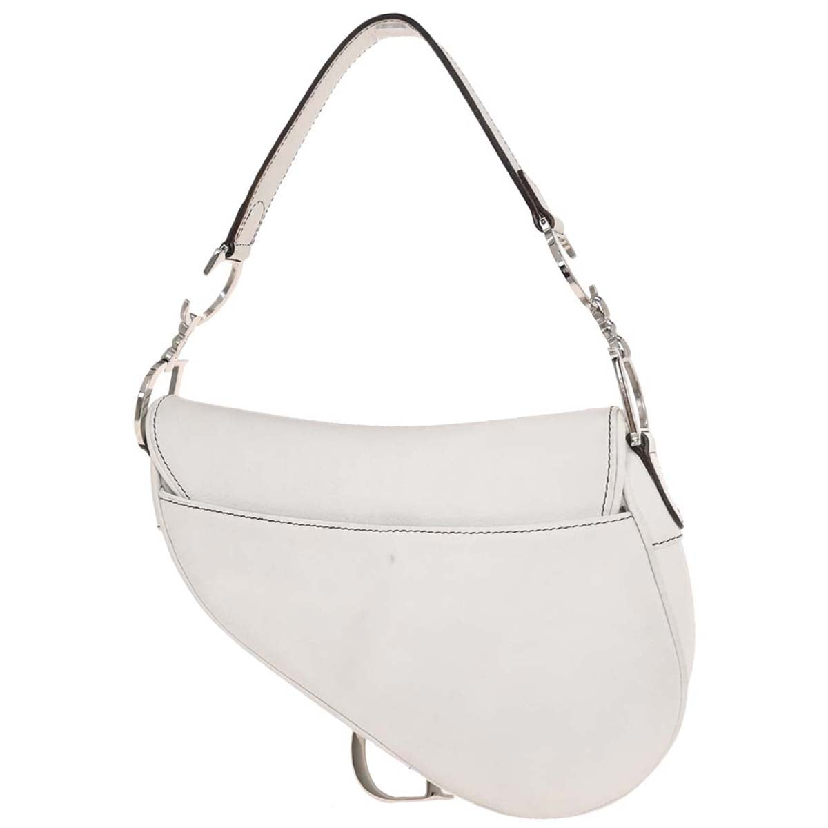 Christian Dior 2002 White Leather Saddle Handbag