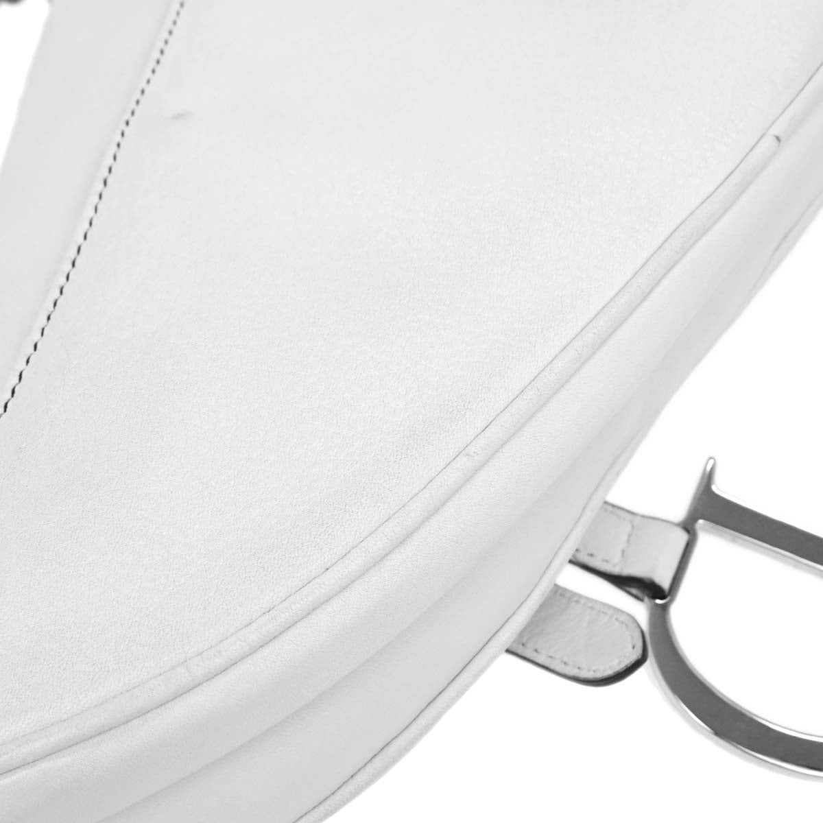 Christian Dior 2002 White Leather Saddle Handbag