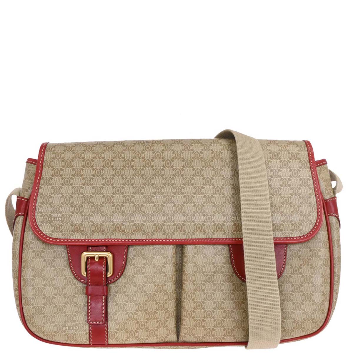 Celine Beige PVC Macadam Shoulder Bag