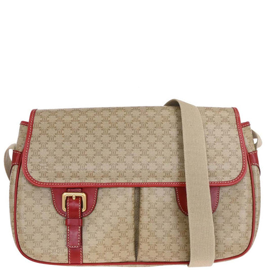 Celine Beige PVC Macadam Shoulder Bag