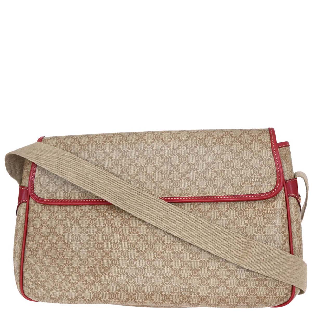 Celine Beige PVC Macadam Shoulder Bag