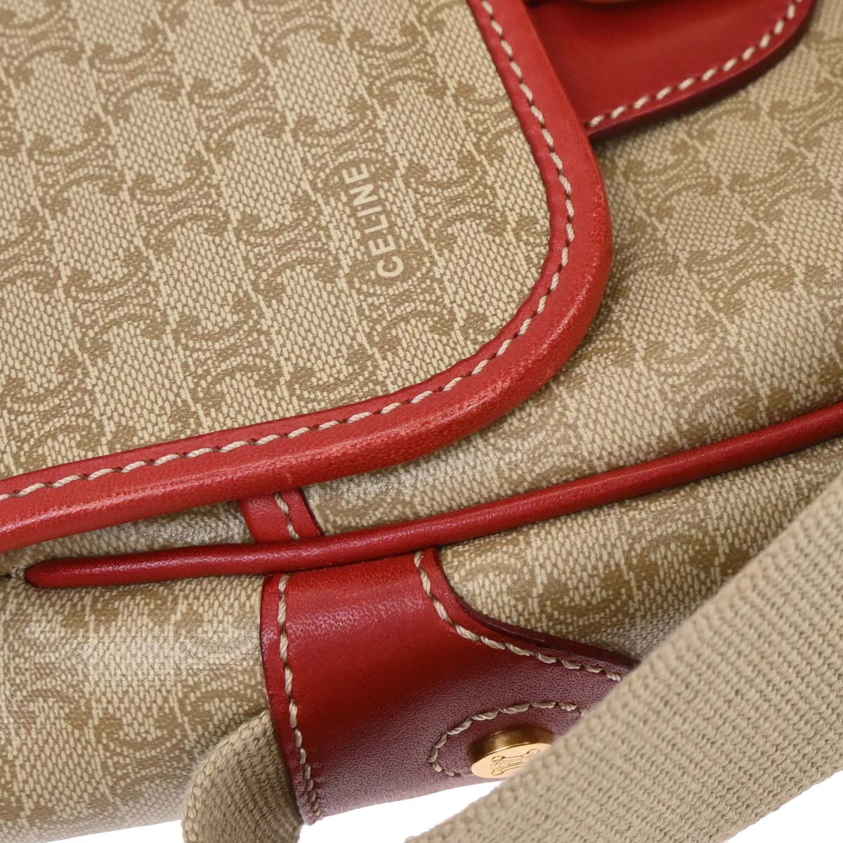 Celine Beige PVC Macadam Shoulder Bag