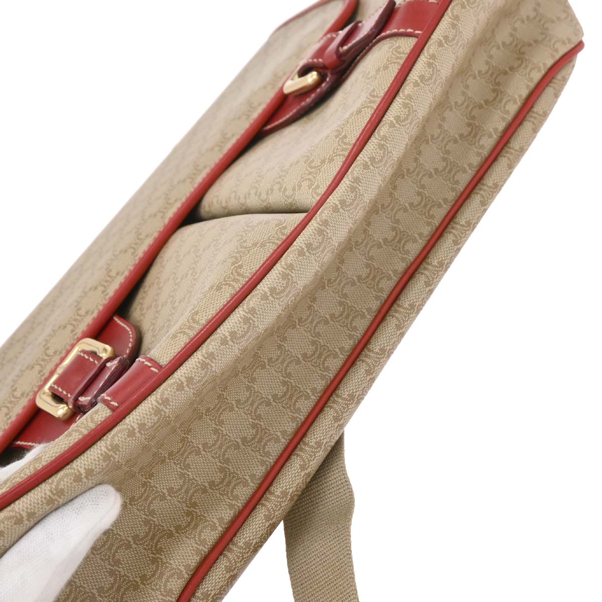 Celine Beige PVC Macadam Shoulder Bag