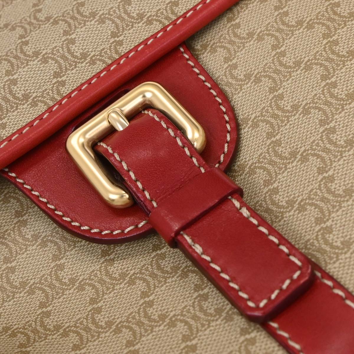 Celine Beige PVC Macadam Shoulder Bag