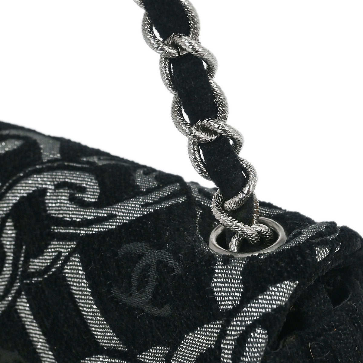 Chanel 2005-2006 Black Canvas Chain Print Handbag