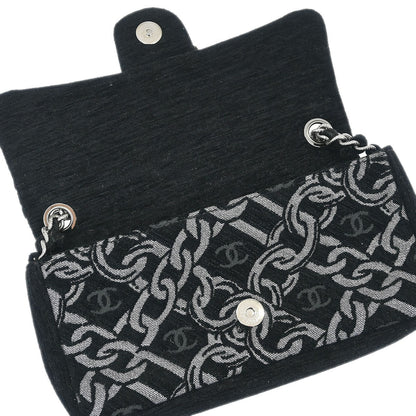 Chanel 2005-2006 Black Canvas Chain Print Handbag