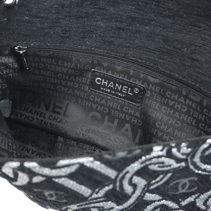 Chanel 2005-2006 Black Canvas Chain Print Handbag