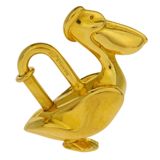 Hermes Pelican Motif 1992 Limited Cadena Padlock Gold Bag Charm