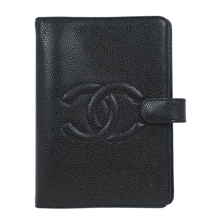 Chanel 1997-1999 Black Caviar Note Book Cover Small Good