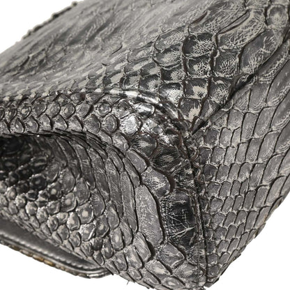 Chanel * 2006-2008 Silver Python Medium Single Flap Shoulder Bag