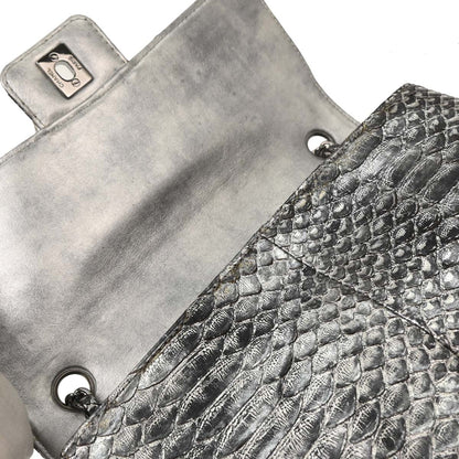 Chanel * 2006-2008 Silver Python Medium Single Flap Shoulder Bag