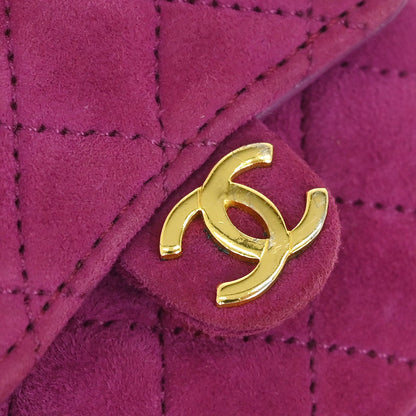 Chanel Pink Suede Micro Classic Flap Shoulder Bag Pochette