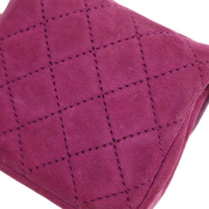 Chanel Pink Suede Micro Classic Flap Shoulder Bag Pochette