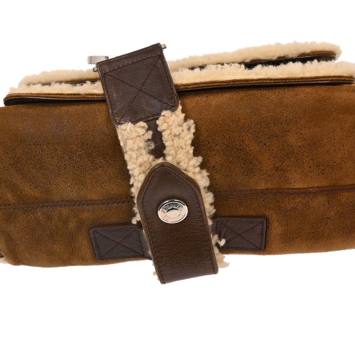 Christian Dior Brown Mouton Flight Shoulder Bag