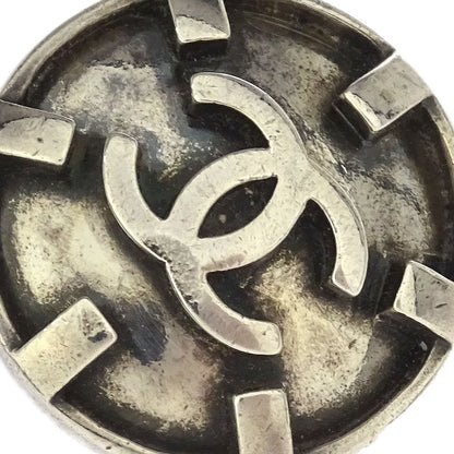 Chanel Button Earrings Clip-On Silver 96P