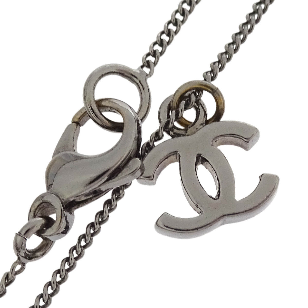 Chanel Flower Pendant Necklace Silver 06P