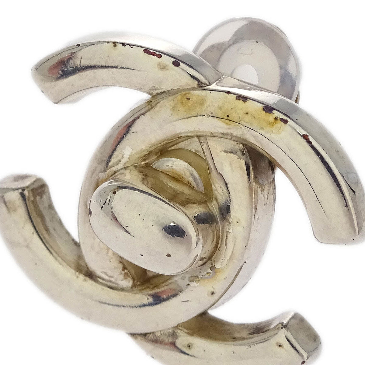 Chanel CC Turnlock Earrings Clip-On Silver Small 96A