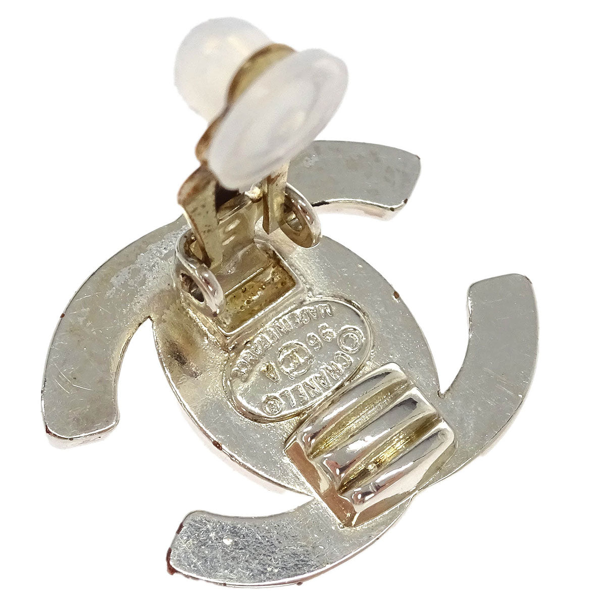 Chanel CC Turnlock Earrings Clip-On Silver Small 96A