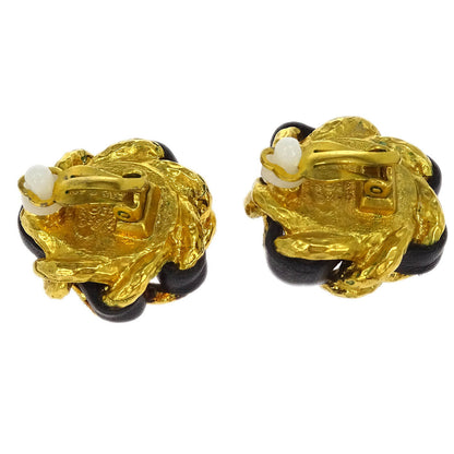 Chanel Costume Pearl Button Earrings Clip-On Gold 93A