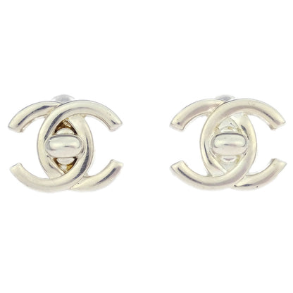 Chanel CC Turnlock Earrings Clip-On Silver Small 97P