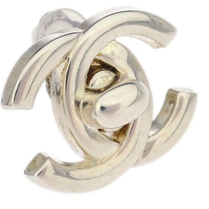 Chanel CC Turnlock Earrings Clip-On Silver Small 97P