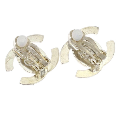 Chanel CC Turnlock Earrings Clip-On Silver Small 97P