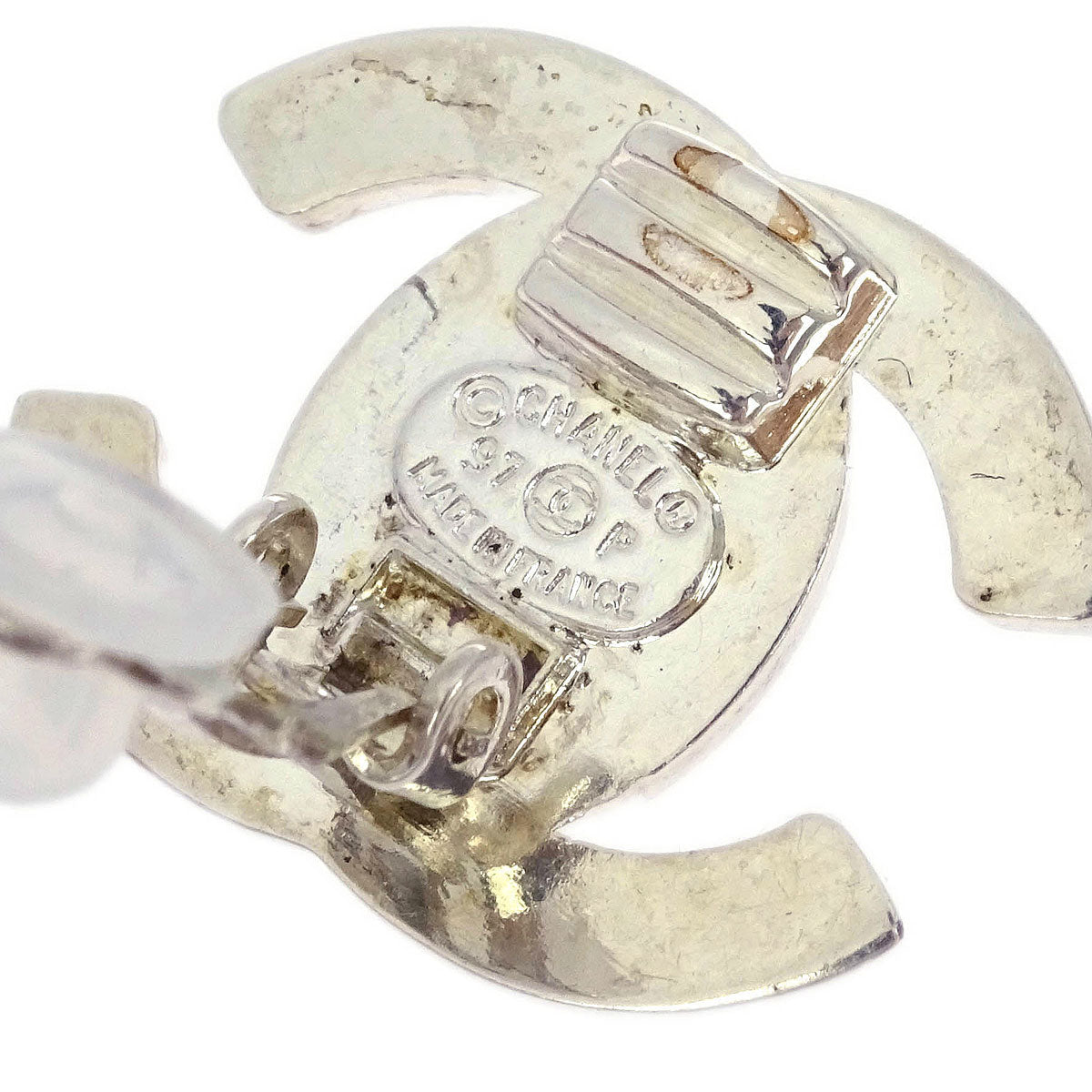 Chanel CC Turnlock Earrings Clip-On Silver Small 97P