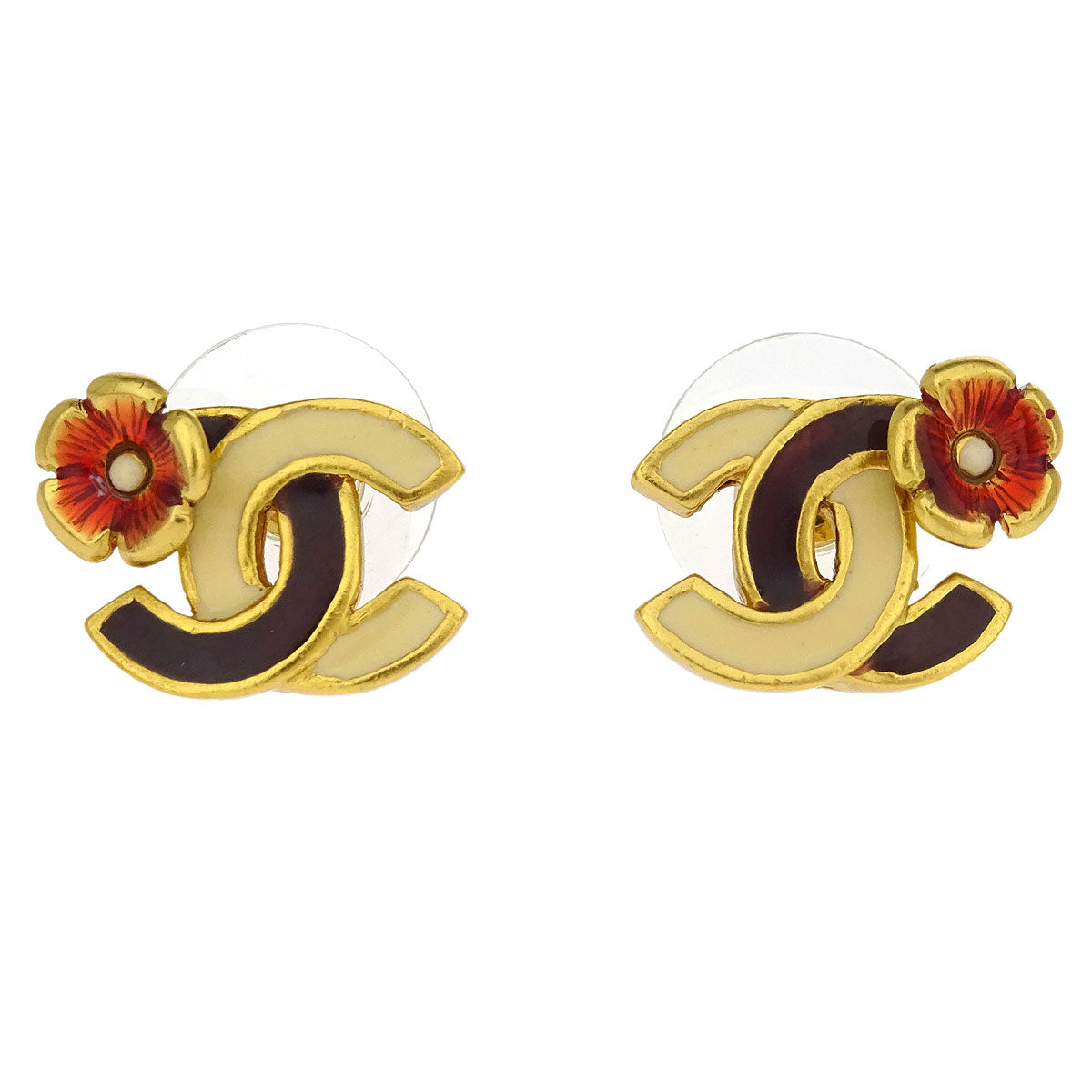 Chanel Piercing Earrings Gold CC 03P