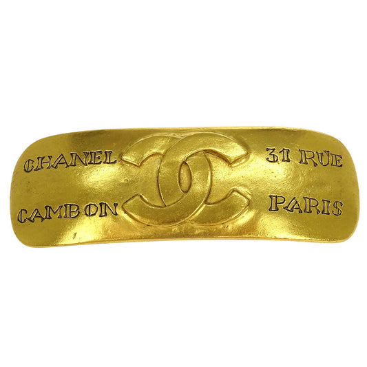 Chanel Hair Clip Barrette Hair Accessories Gold 99A