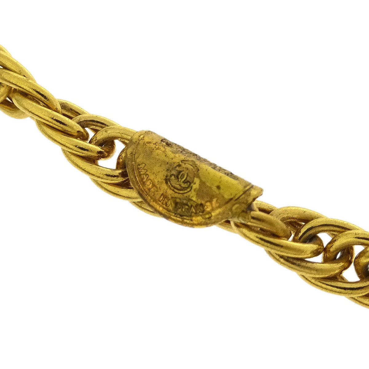 Chanel CC Chain Pendant Necklace Rhinestone Gold