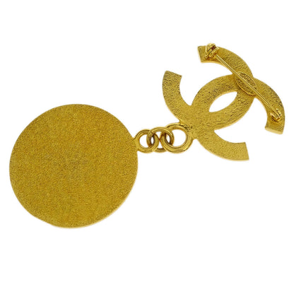 Chanel Brooch Pin Gold CC Medallion Dangle 96P