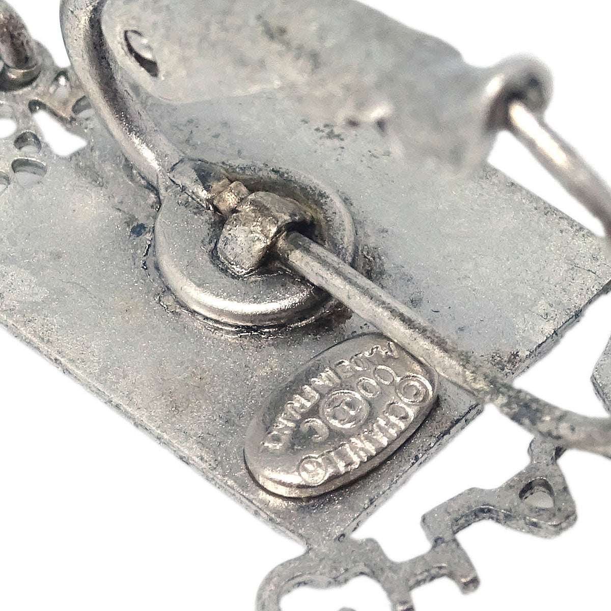 Chanel Dangle Piercing Earrings Silver 00C