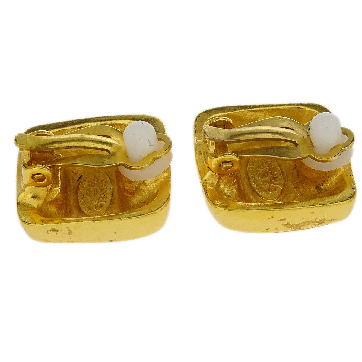 Chanel Square Earrings Clip-On Gold 99A