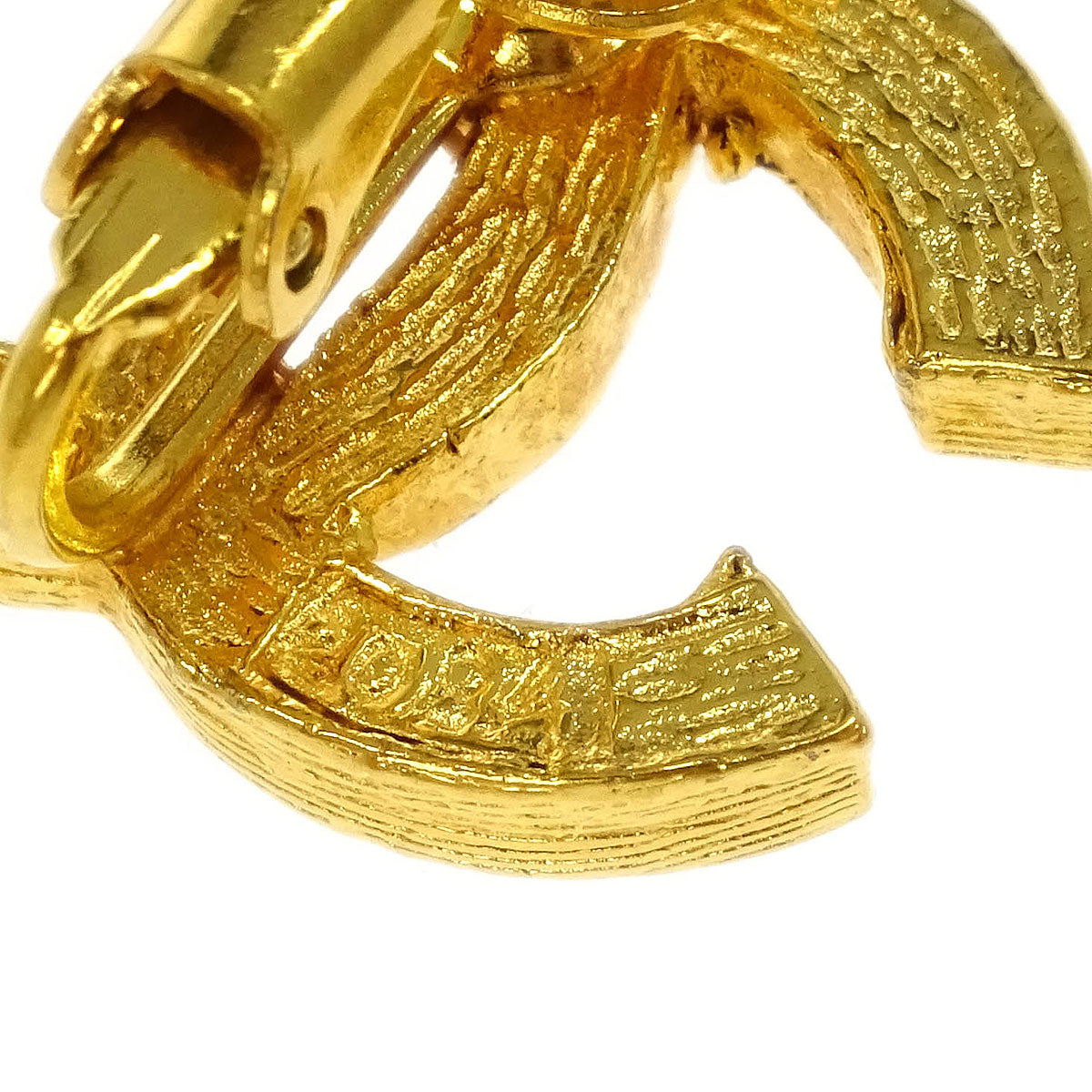 Chanel Gold CC Earrings Clip-On Rhinestone 2084