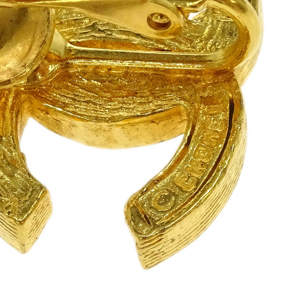 Chanel Gold CC Earrings Clip-On Rhinestone 2084