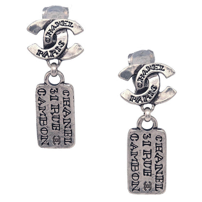 Chanel Dangle CC Earrings Clip-On Silver 99A